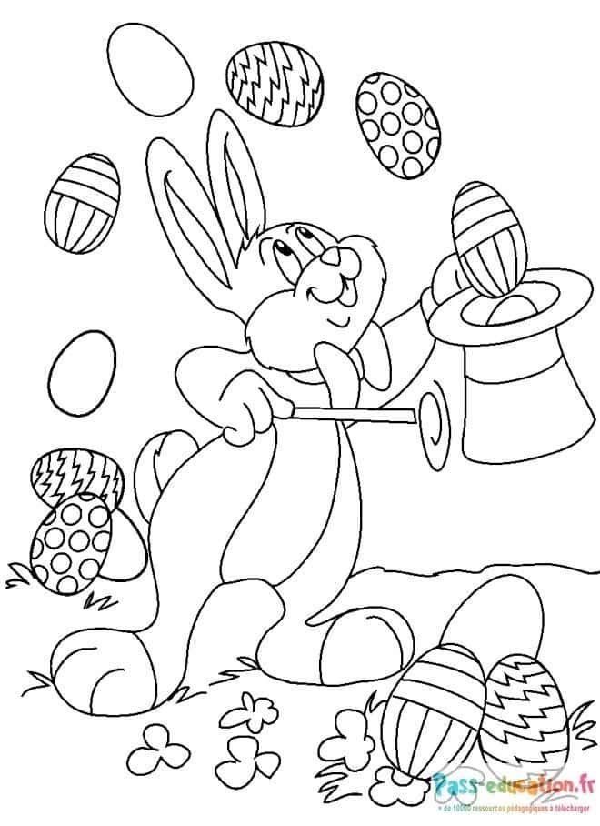 Coloriage Magicien lapin à imprimer et colorier