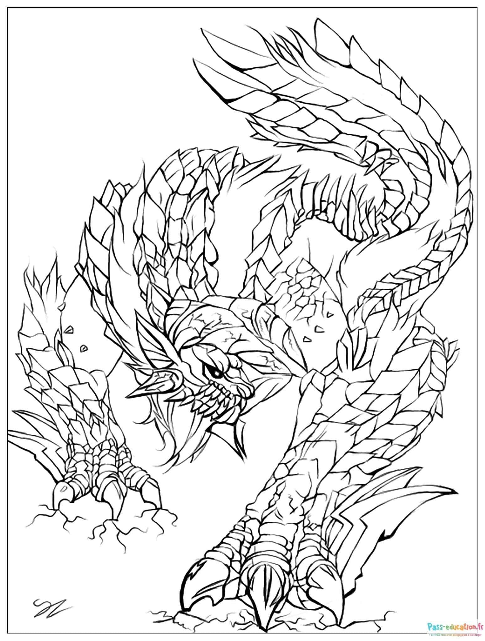 Coloriage Dragon ailé à imprimer et colorier