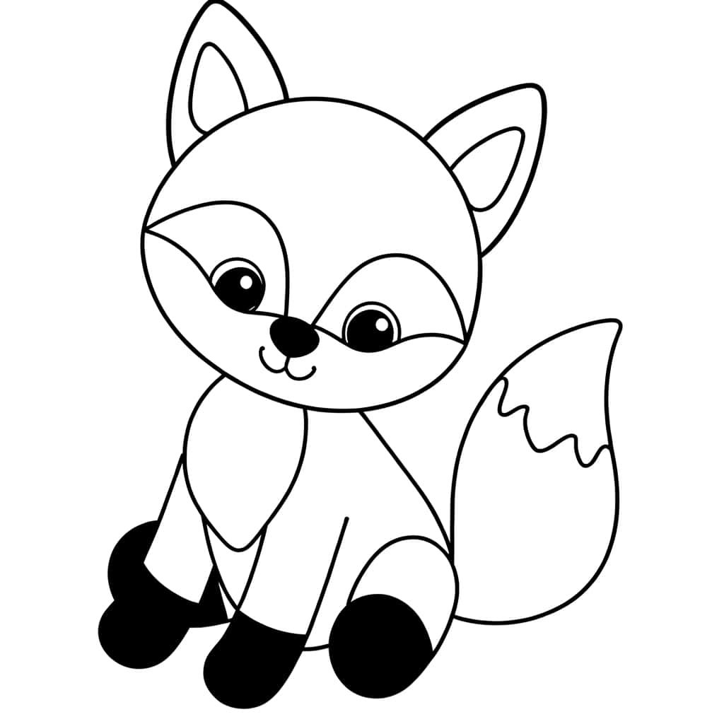 Coloriage Bébé renard à imprimer et colorier