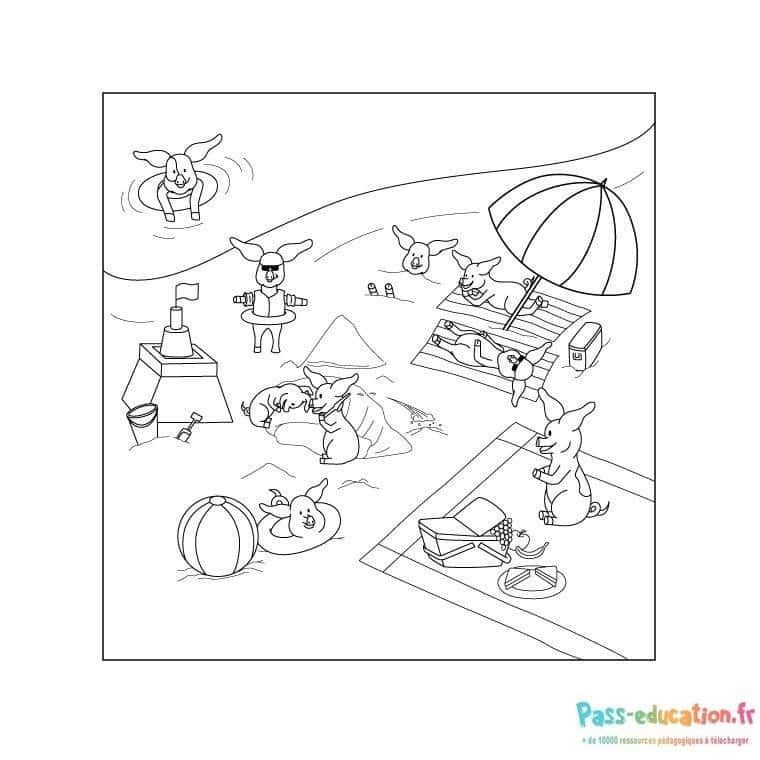 Coloriage Journée à la plage à imprimer et colorier