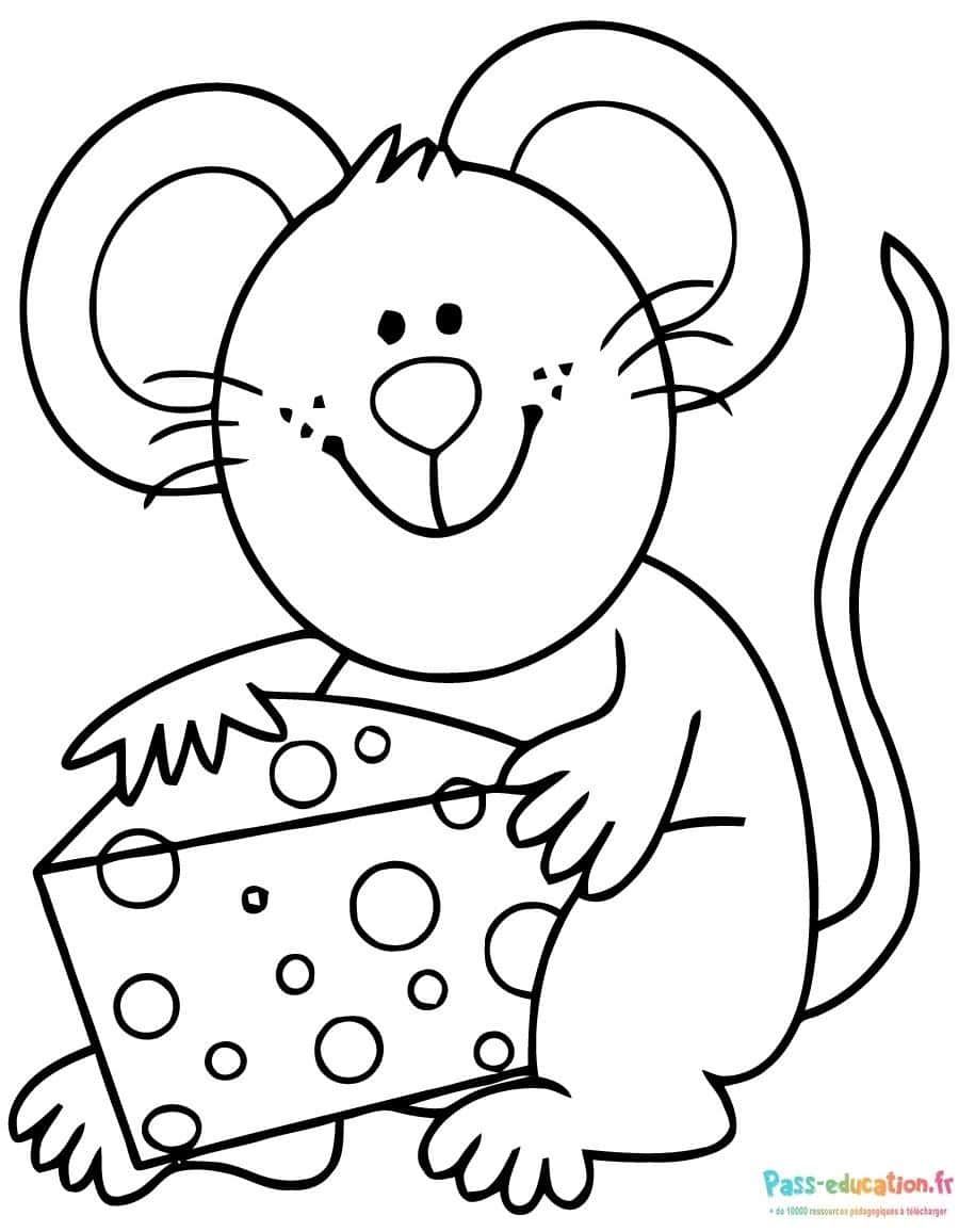 Coloriage Souris et fromage à imprimer et colorier