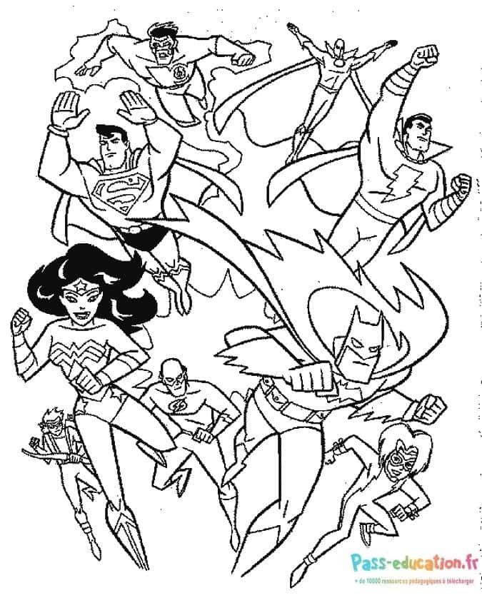 Coloriage Super-héros en action à imprimer et colorier