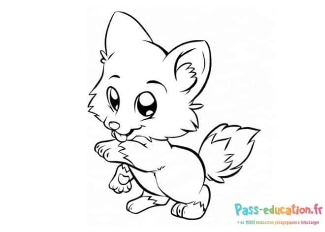 Coloriage Petit renard curieux à imprimer et colorier