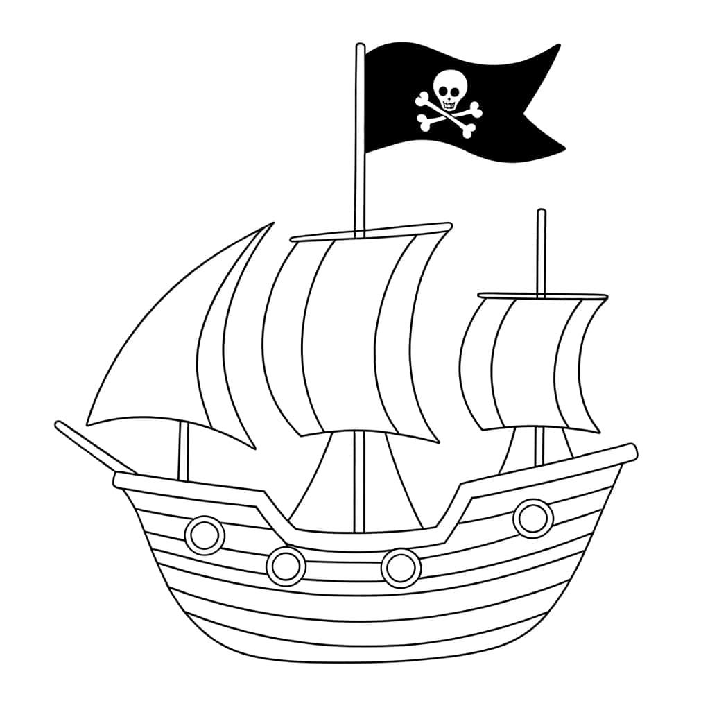 Coloriage Bateau pirate à imprimer et colorier
