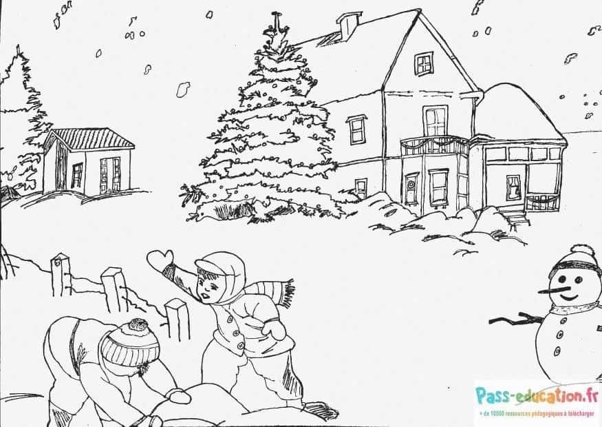 Coloriage Scène d'hiver à imprimer et colorier