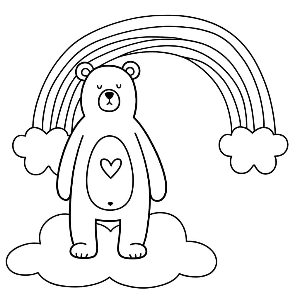 Coloriage Ours sur nuage à imprimer et colorier