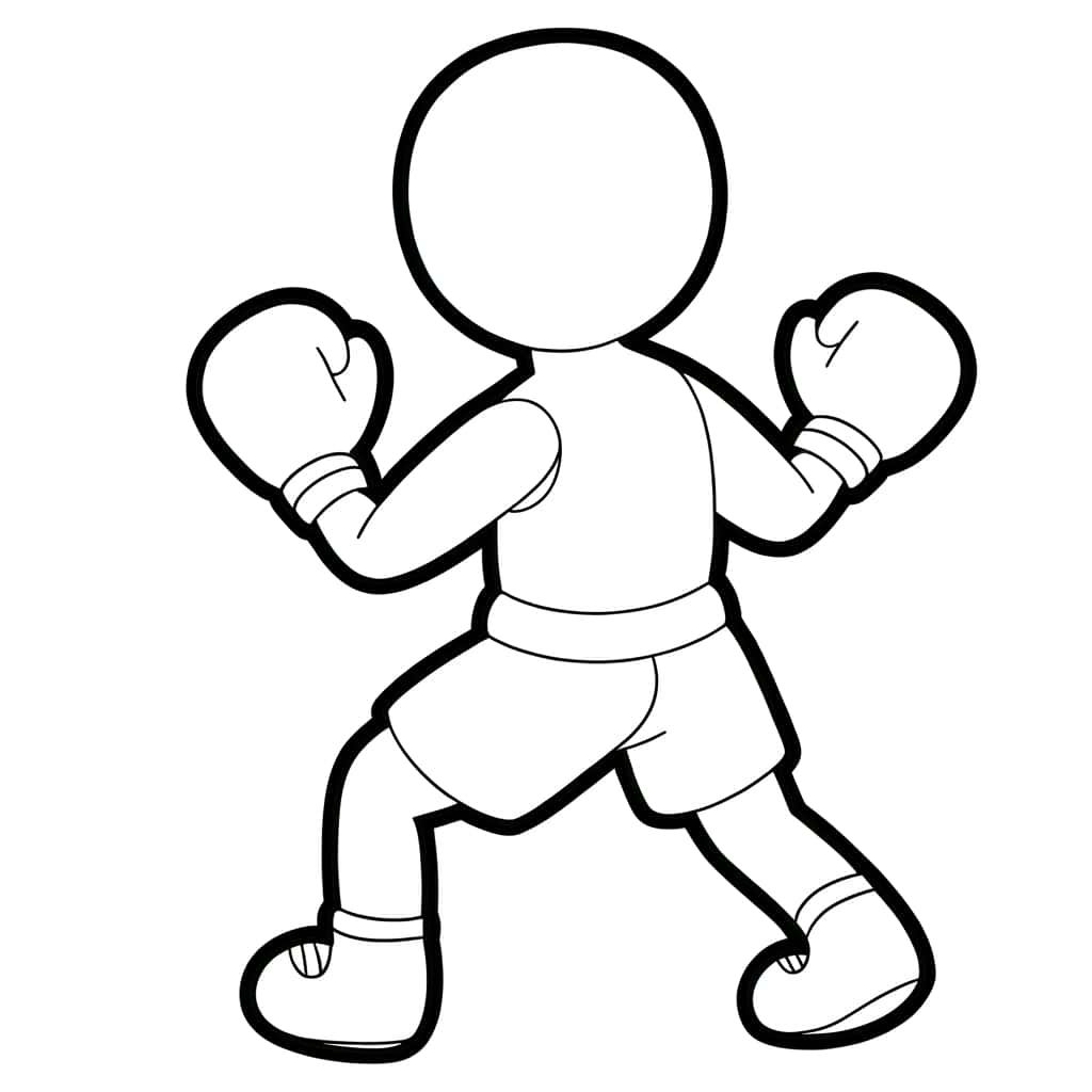 Coloriage Boxeur prêt à combattre à imprimer et colorier