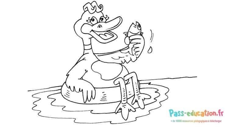 Coloriage Canard pêcheur à imprimer et colorier
