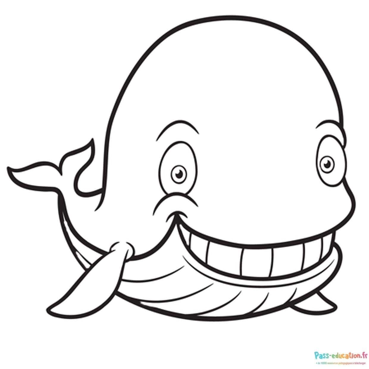 Coloriage Baleine souriante à imprimer et colorier