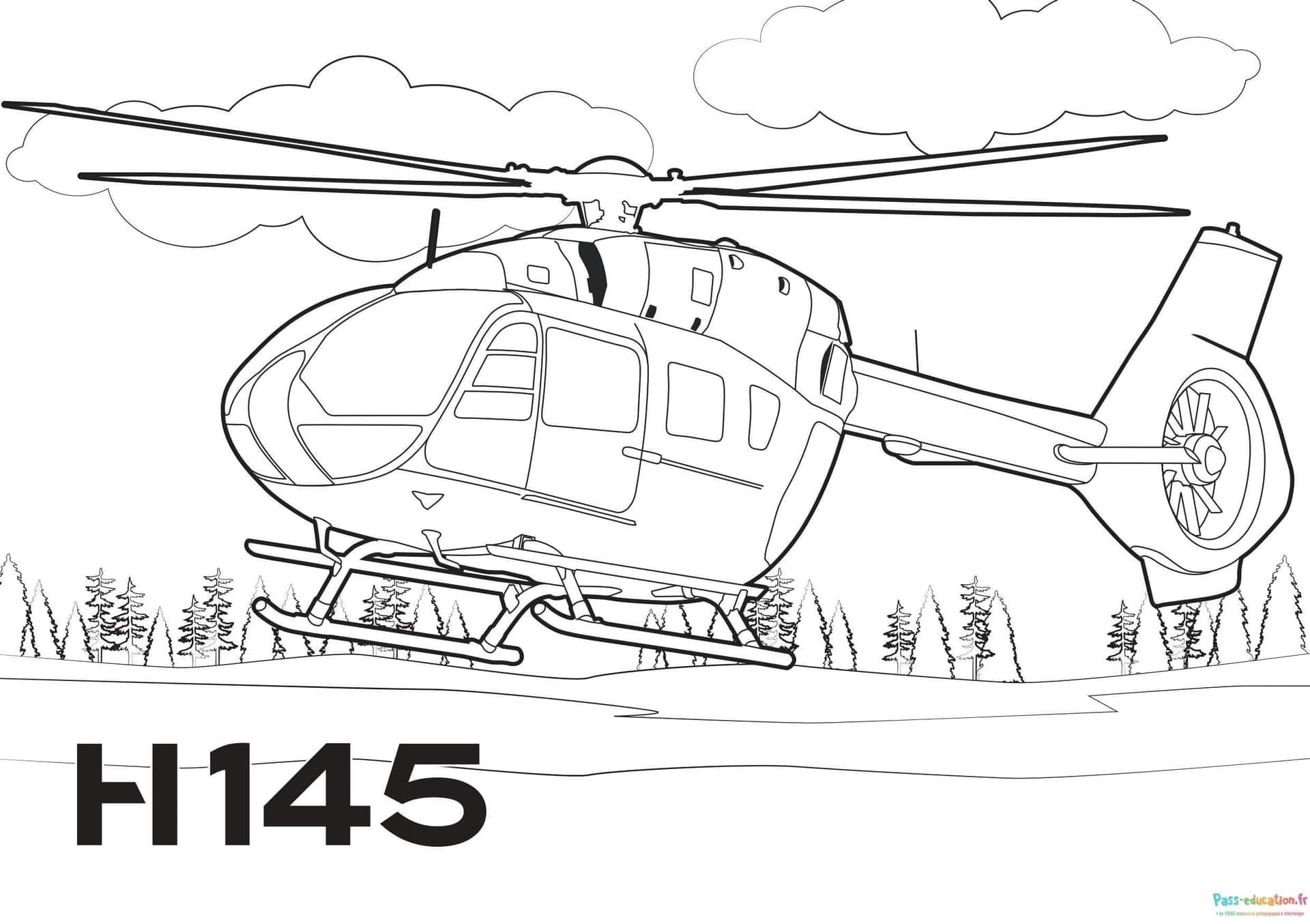 Coloriage Hélicoptère H145 à imprimer et colorier
