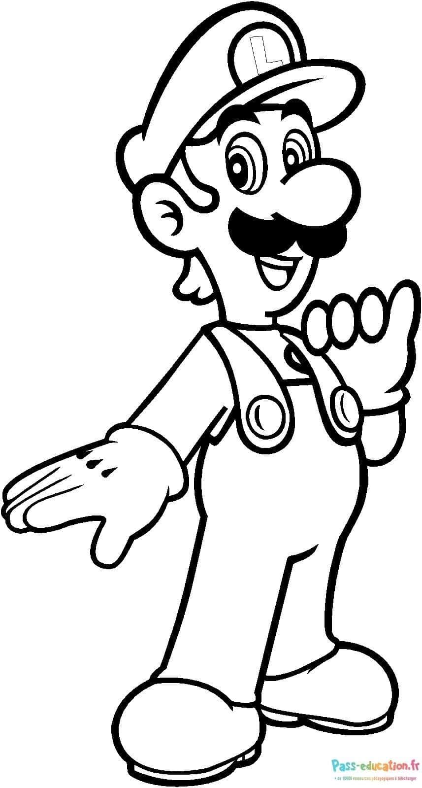 Coloriage Luigi souriant à imprimer et colorier