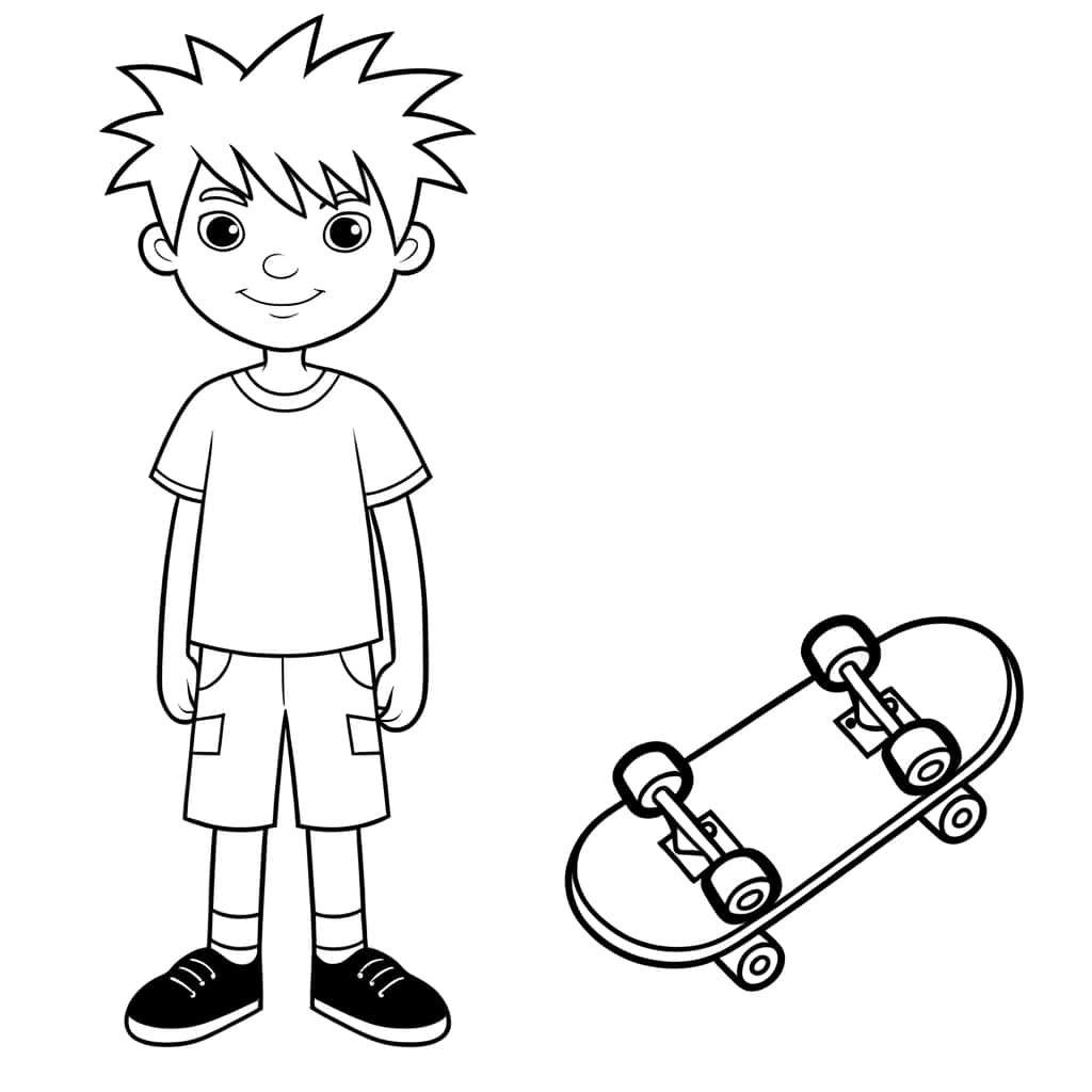 Coloriage Bart avec skateboard à imprimer et colorier