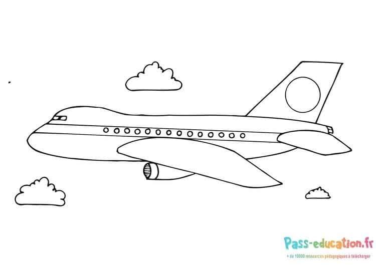 Coloriage Avion en vol à imprimer et colorier