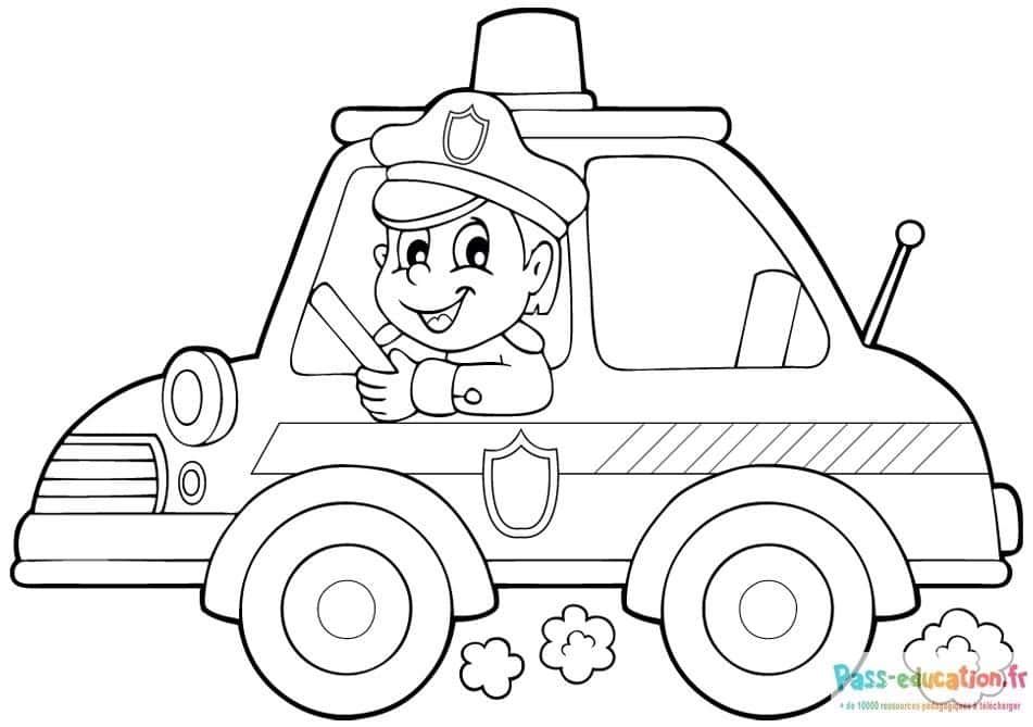 Coloriage Police en patrouille à imprimer et colorier