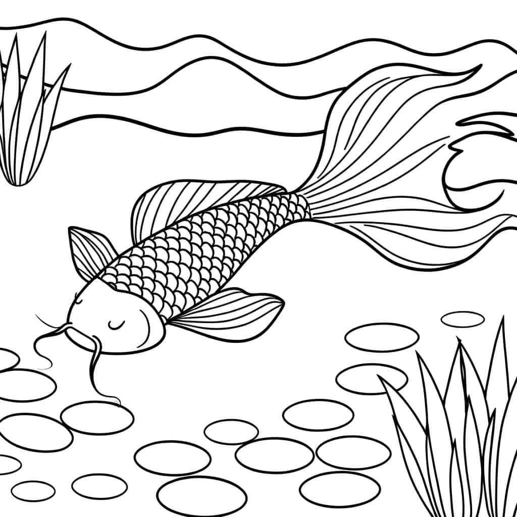 Coloriage Carpe Koi à imprimer et colorier