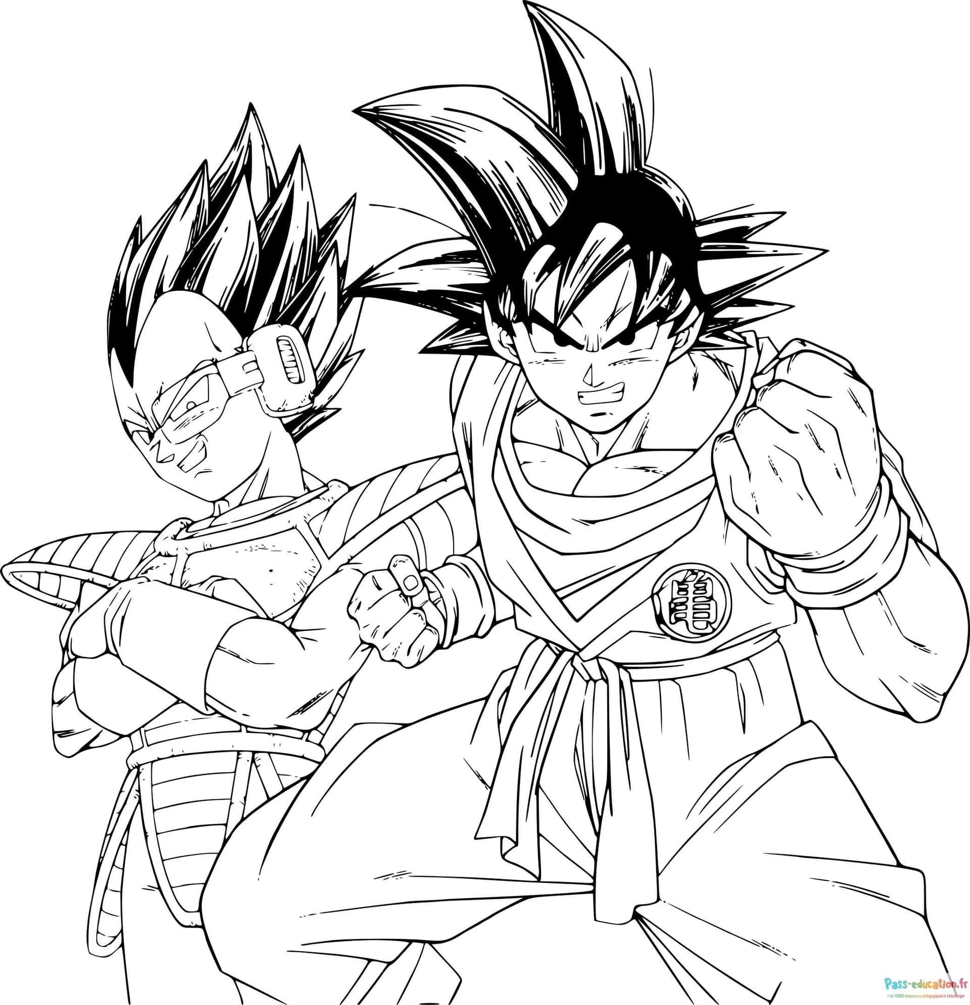 Coloriage Vegeta et Goku à imprimer et colorier