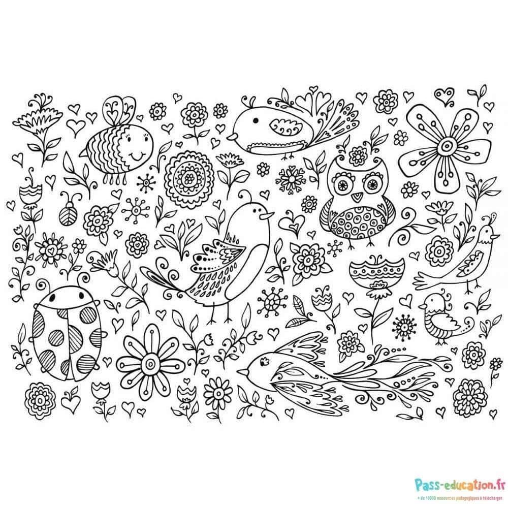 Coloriage Jardin d'animaux fantaisistes à imprimer et colorier