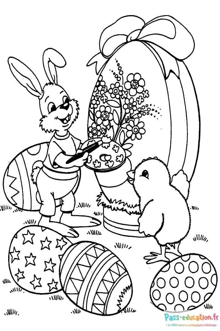 Coloriage Pâques joyeuses à imprimer et colorier