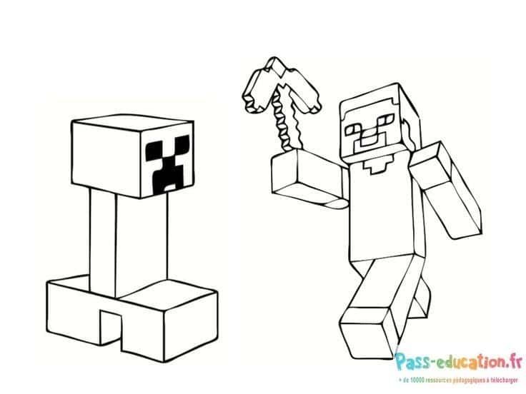 Coloriage Minecraft en action à imprimer et colorier