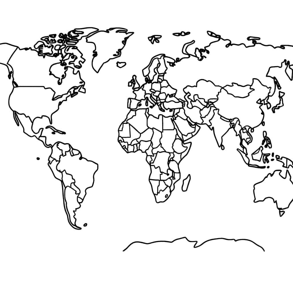 Coloriage Carte du monde à imprimer et colorier