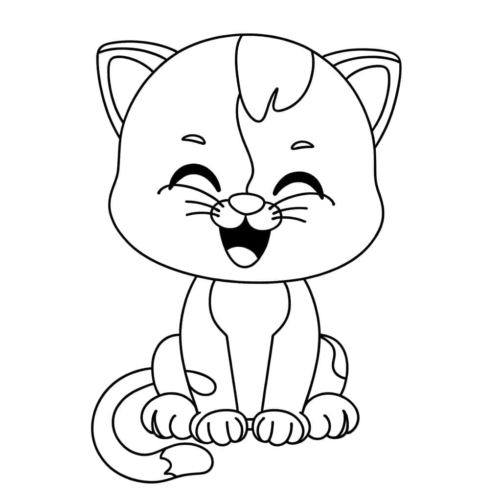 Coloriage Bébé Chat rigolo à imprimer et colorier