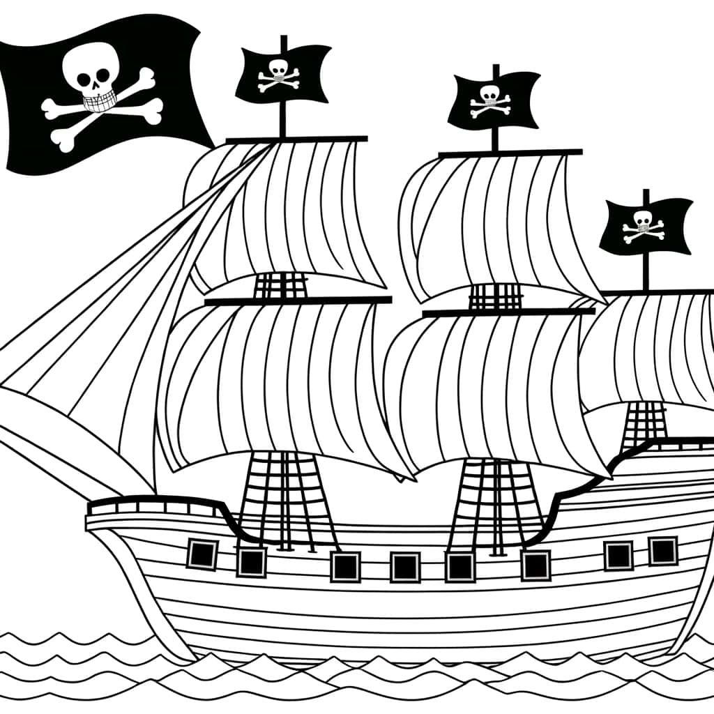Coloriage Bateau pirate à imprimer et colorier