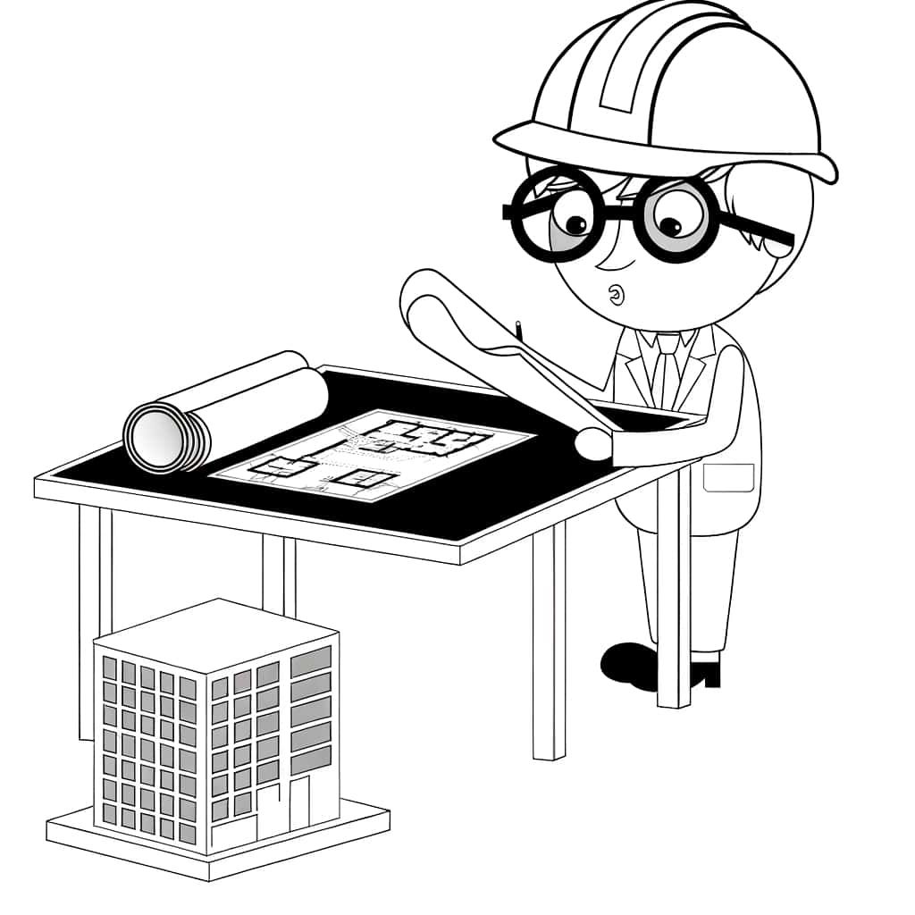 Coloriage Architecte en action à imprimer et colorier