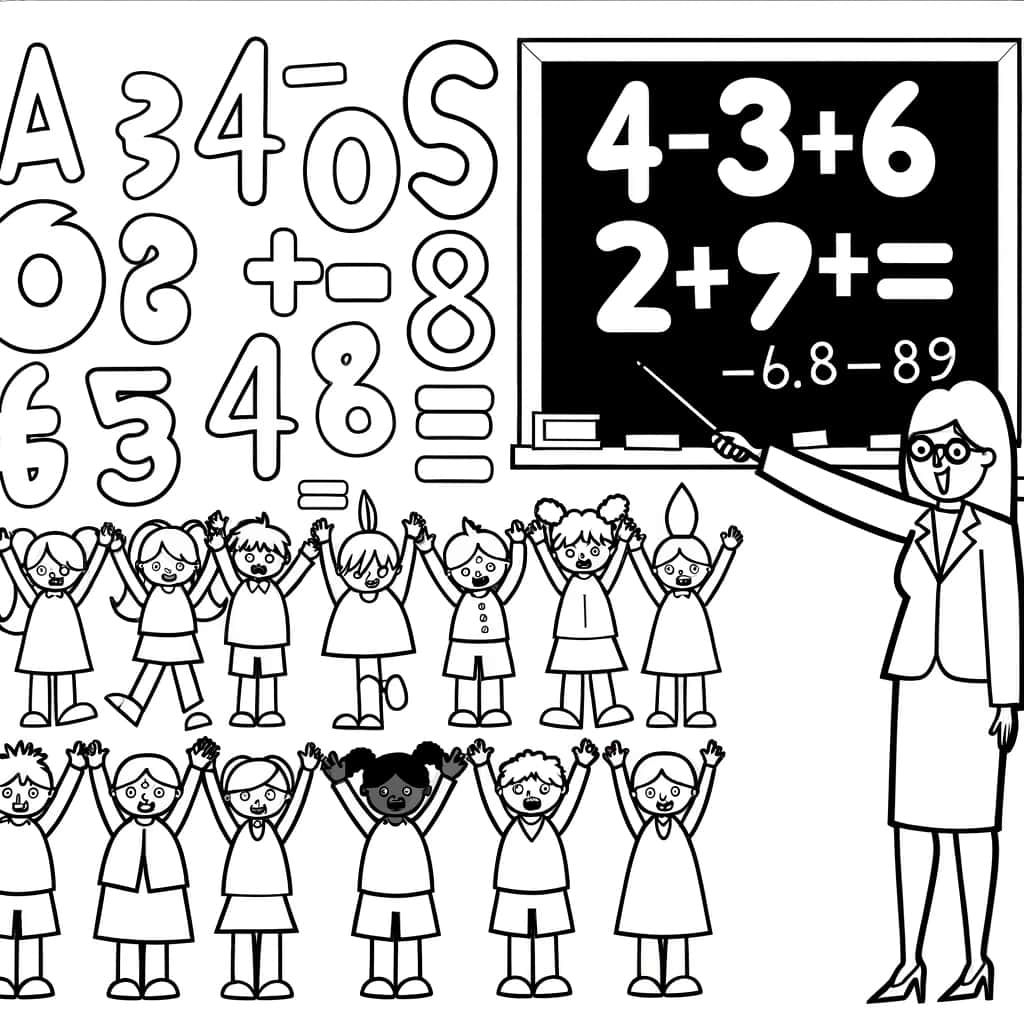 Coloriage Classe de mathématiques à imprimer et colorier