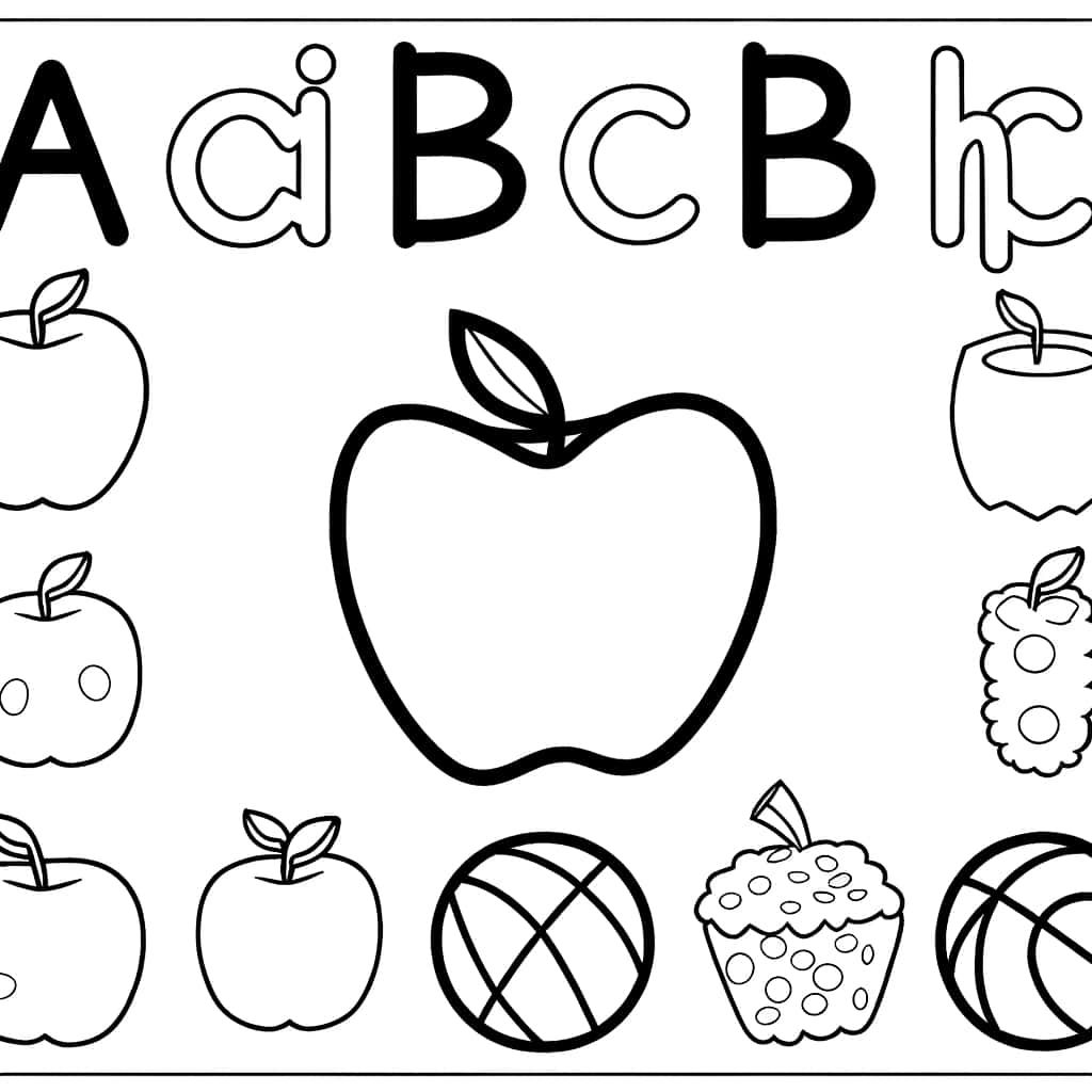 Coloriage Abécédaire fruits à imprimer et colorier