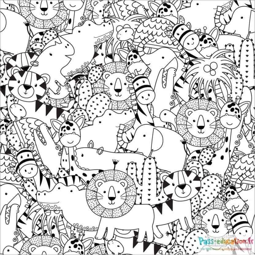 Coloriage Jungle joyeuse à imprimer et colorier
