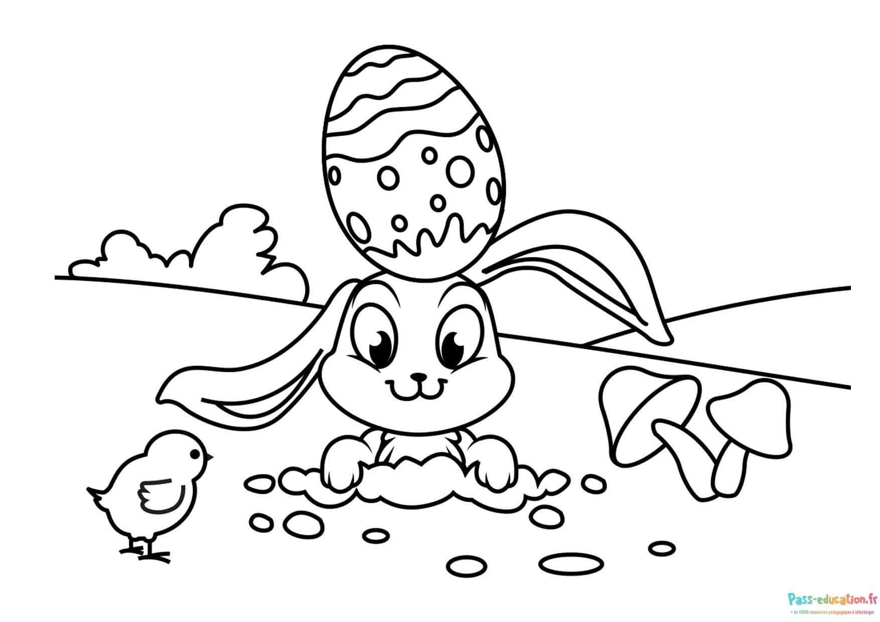 Coloriage Lapin de Pâques à imprimer et colorier