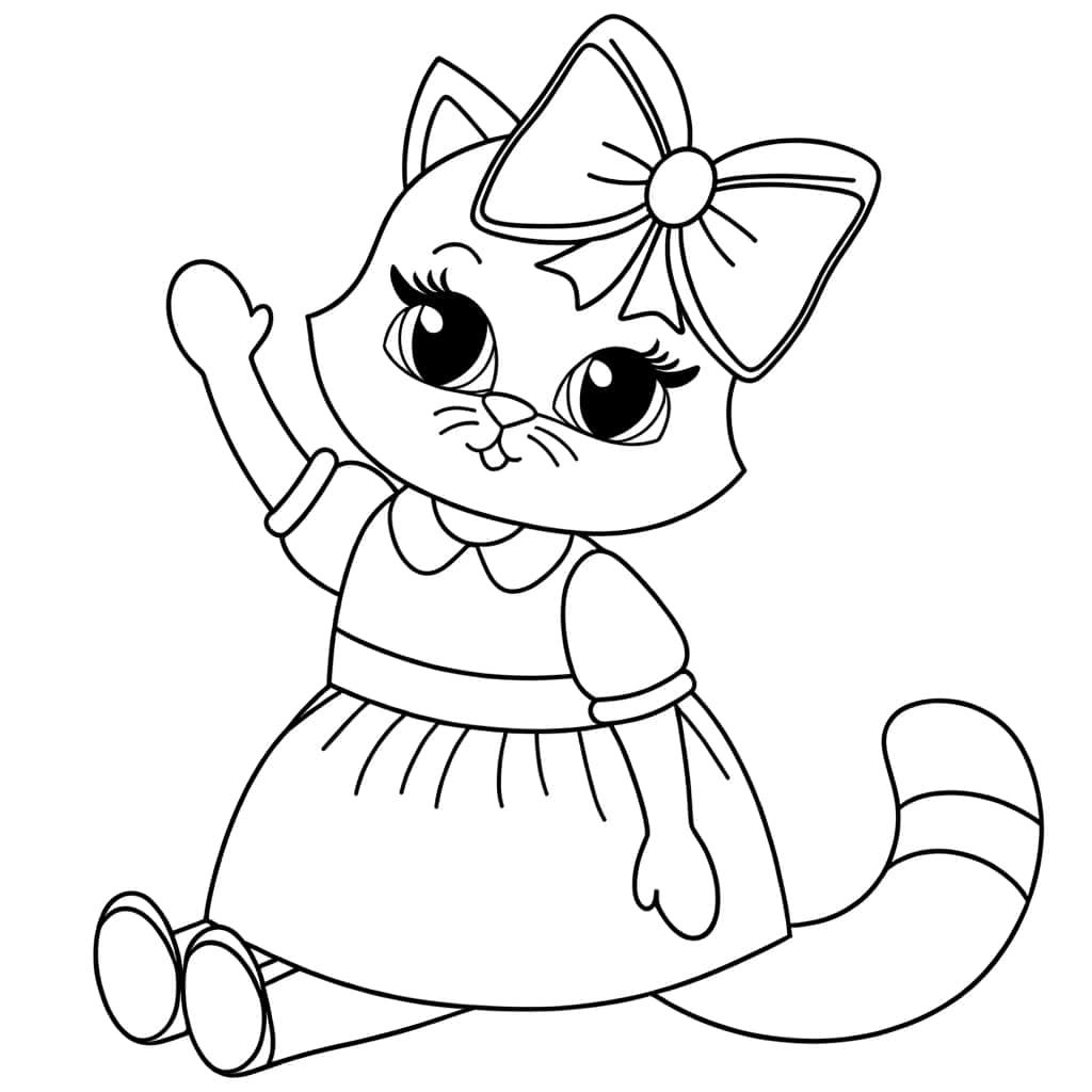 Coloriage Hello Kitty saluant à imprimer et colorier