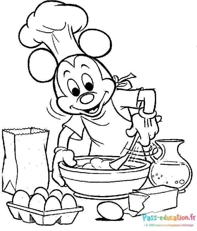 Coloriage Souris cuisinière à imprimer et colorier