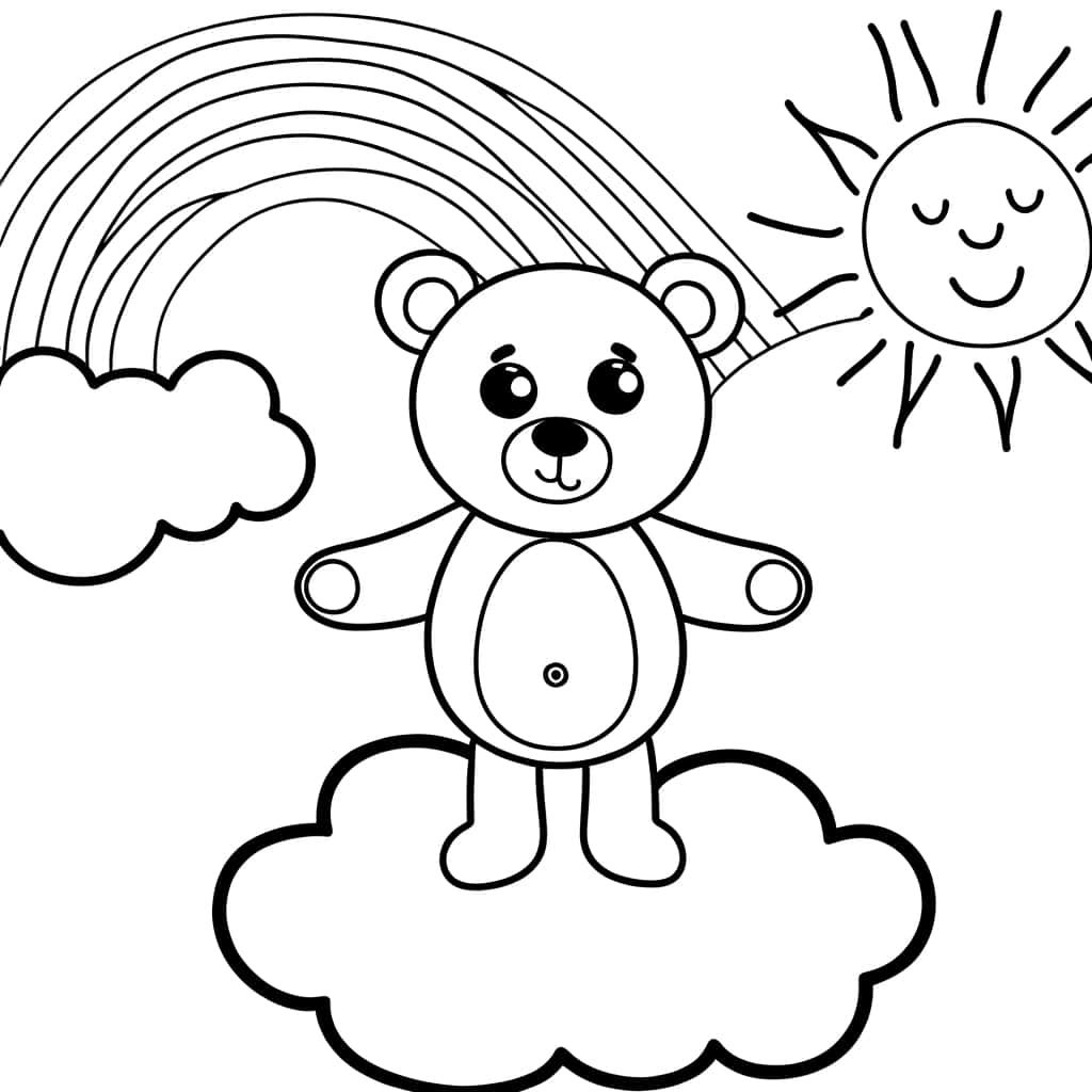 Coloriage Ours sur nuage à imprimer et colorier