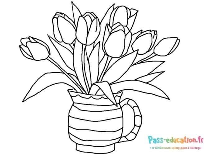 Coloriage Bouquet de tulipes à imprimer et colorier