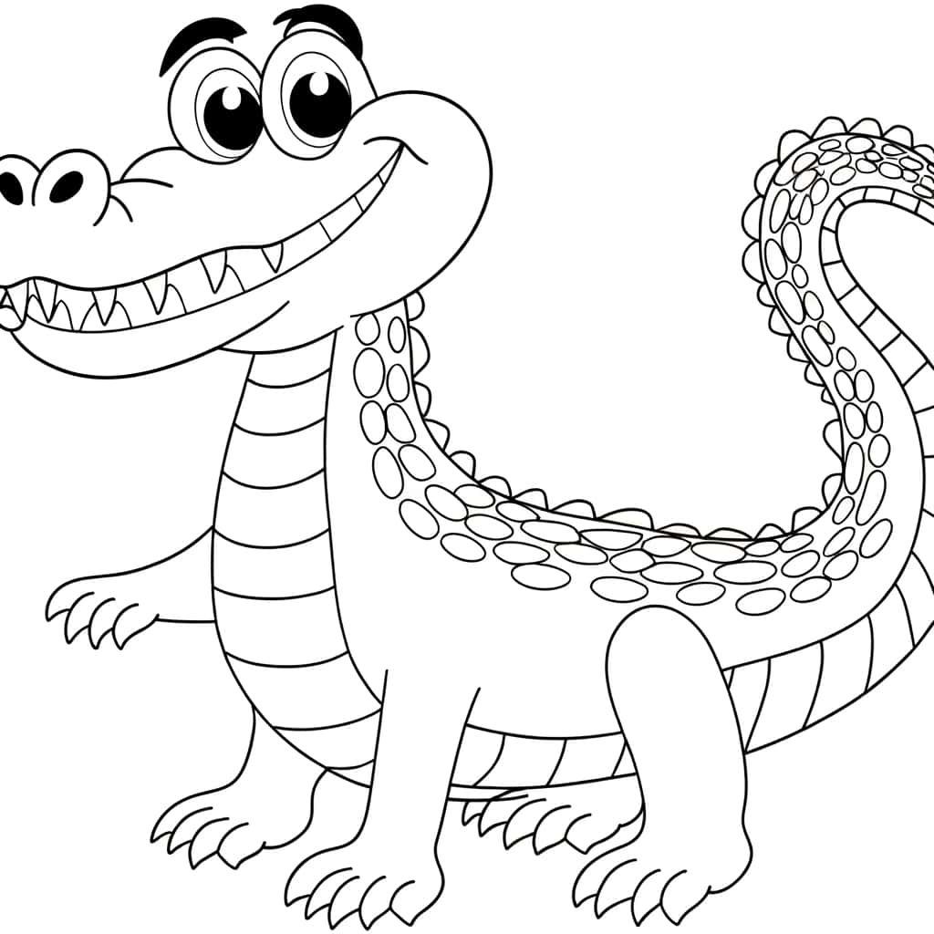 Coloriage Alligator souriant à imprimer et colorier