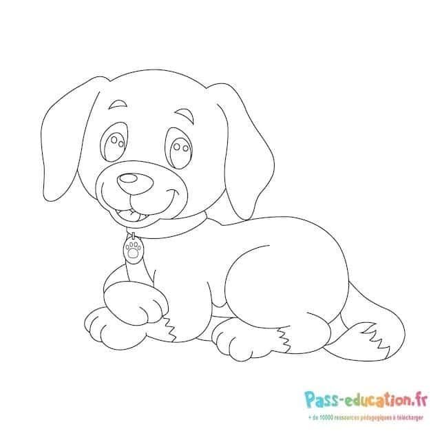 Coloriage Chiot joyeux à imprimer et colorier