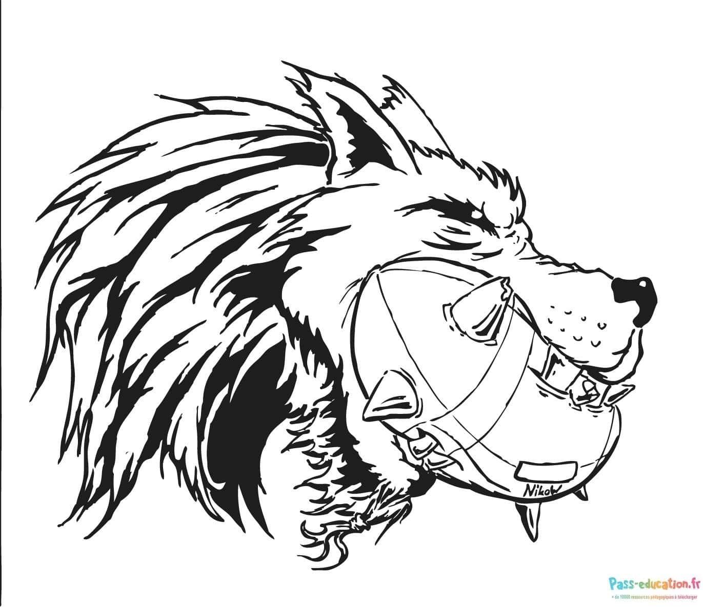 Coloriage Loup avec masque à imprimer et colorier