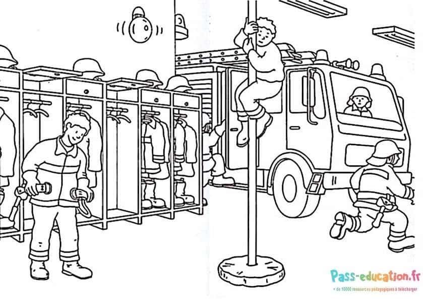 Coloriage Pompiers en action à imprimer et colorier