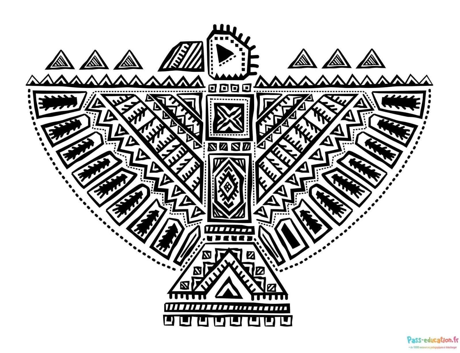 Coloriage Dessin aigle amérindien à imprimer et colorier