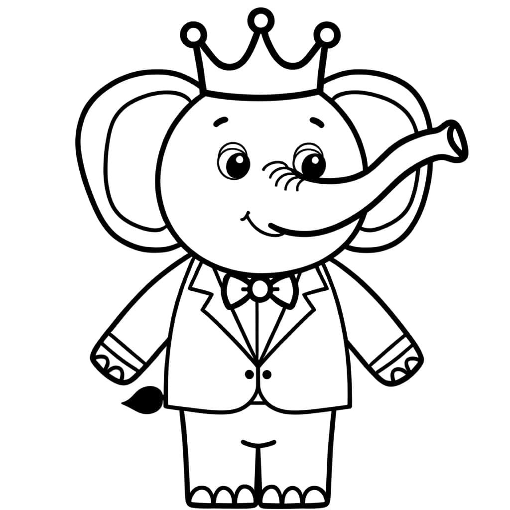 Coloriage Éléphant royal à imprimer et colorier