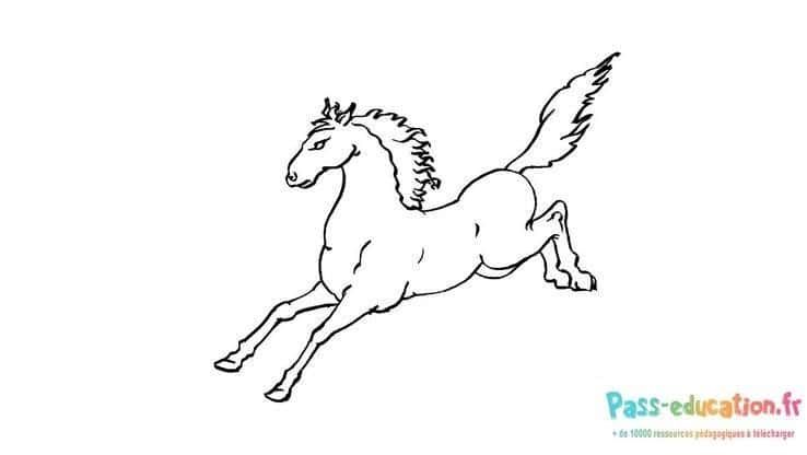 Coloriage Cheval au galop à imprimer et colorier