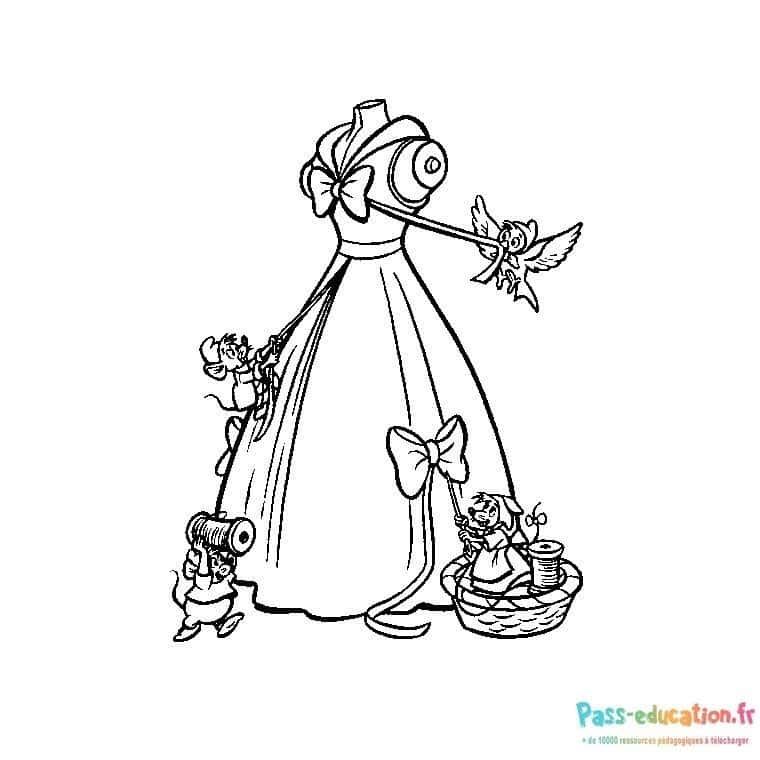 Coloriage Robe de Cendrillon à imprimer et colorier