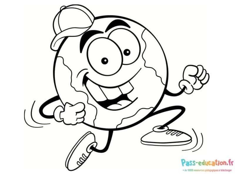 Coloriage Planète souriante à imprimer et colorier