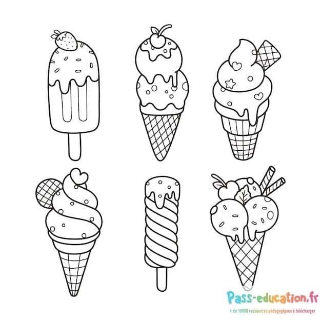 Coloriage Desserts glacés à imprimer et colorier