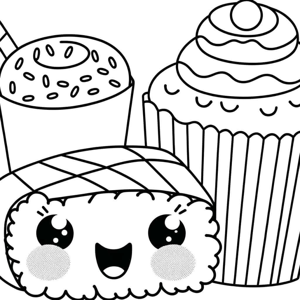 Coloriage Aliments Kawaii à imprimer et colorier