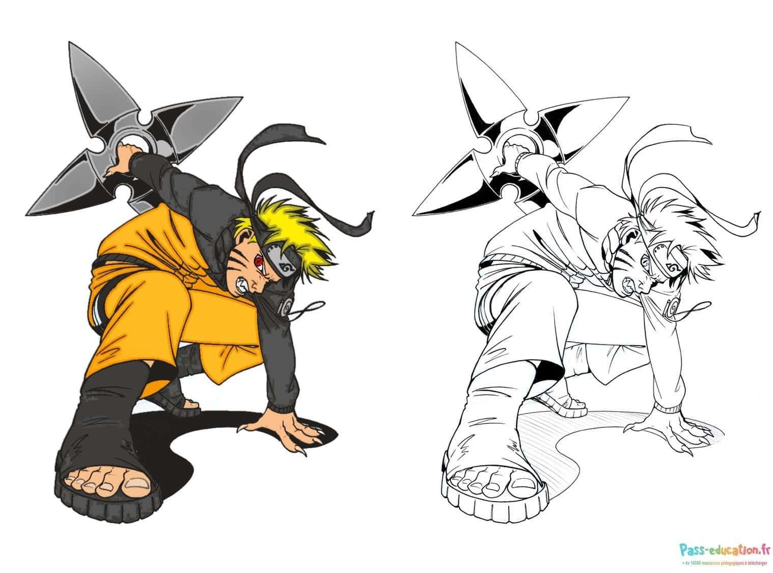 Coloriage Attaque de Naruto à imprimer et colorier