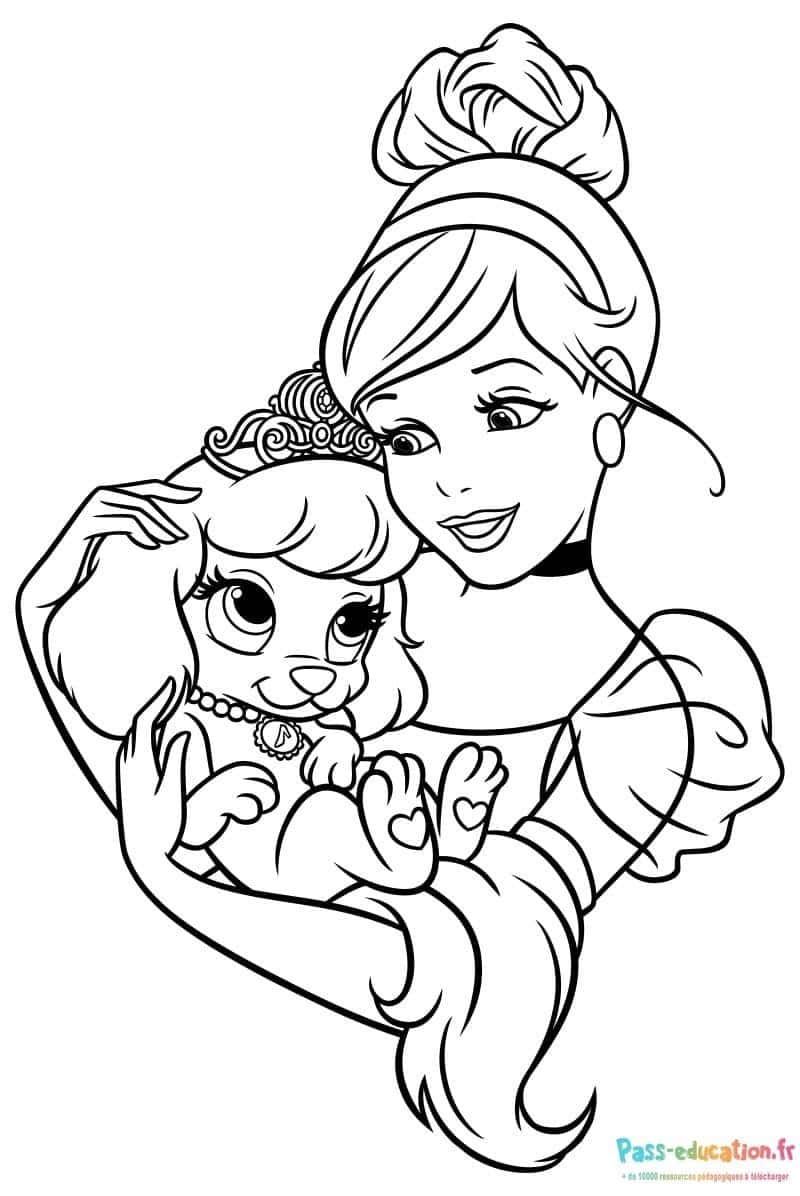 Coloriage Princesse et animal à imprimer et colorier