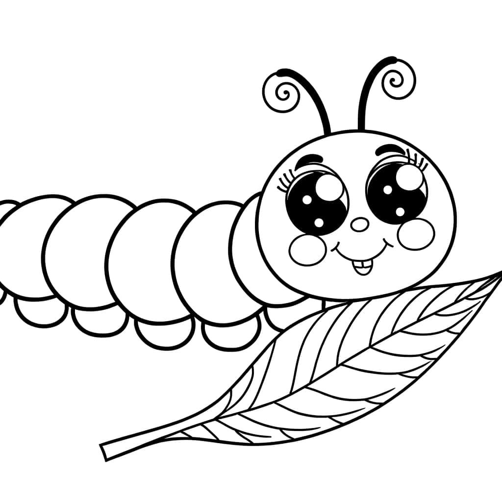 Coloriage Chenille mignonne à imprimer et colorier