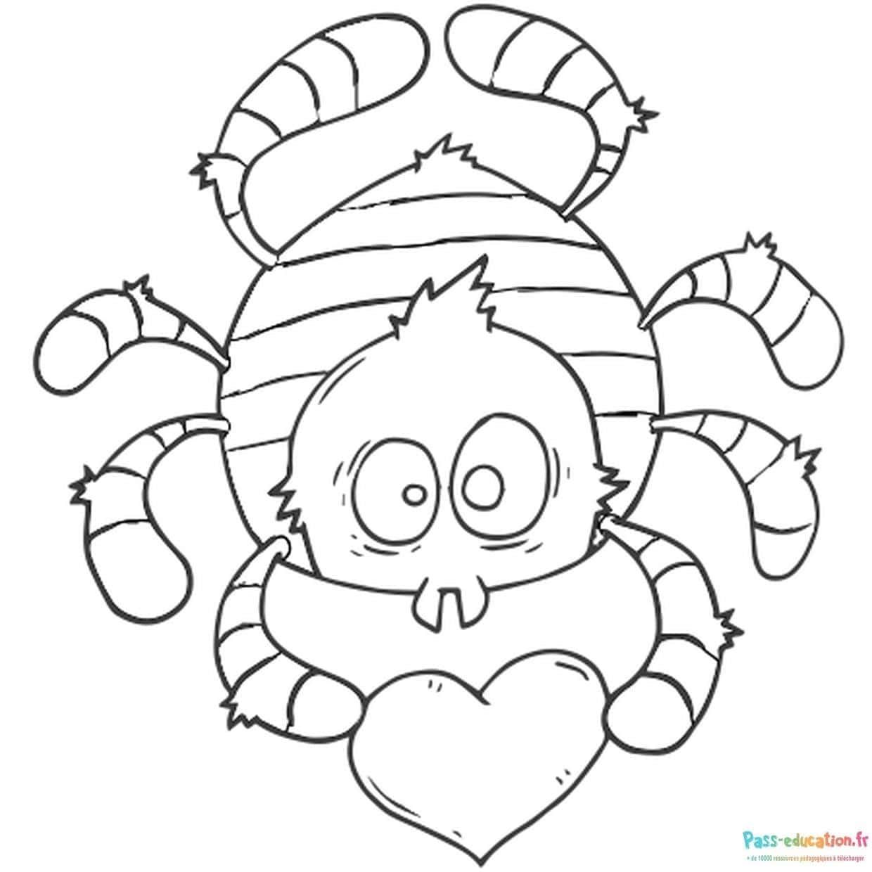 Coloriage Araignée amoureuse à imprimer et colorier